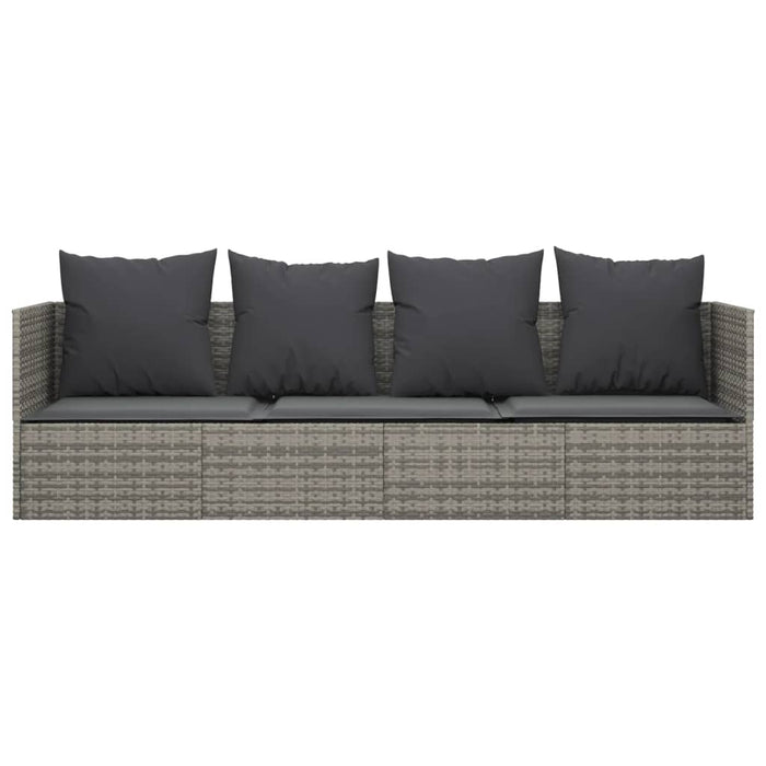 Lettino Prendisole da Esterno con Cuscini Grigio in Polyrattan cod mxl 65499