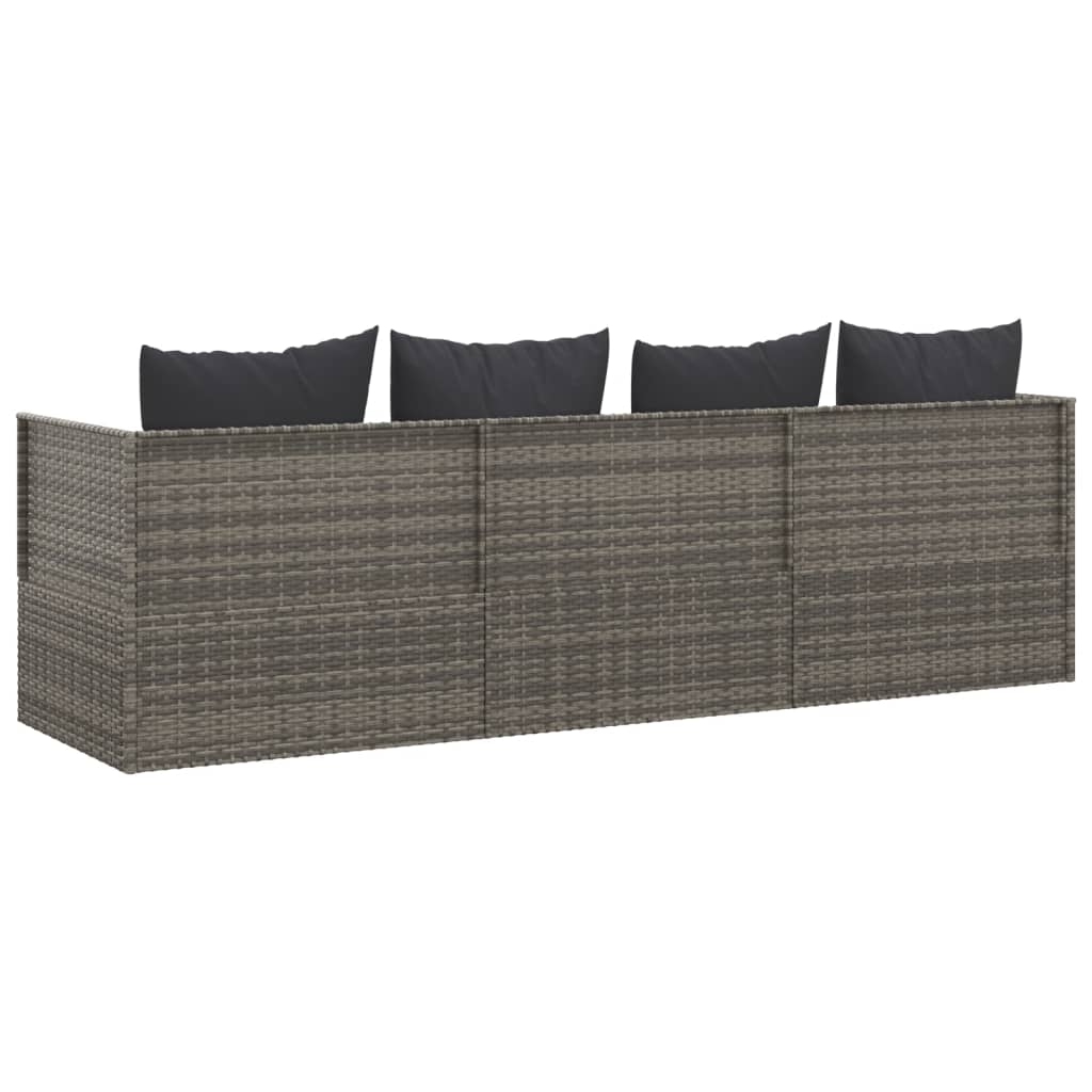 Lettino Prendisole da Esterno con Cuscini Grigio in Polyrattan cod mxl 65499