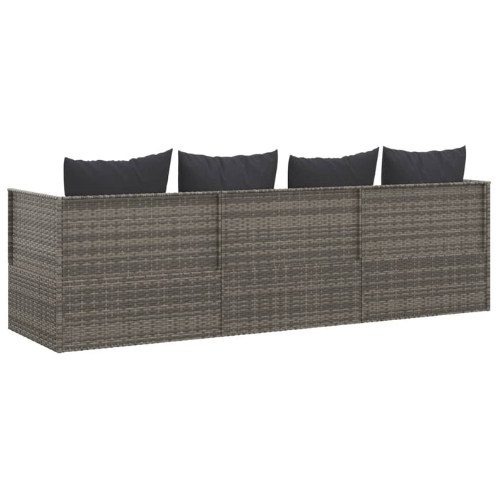 Lettino Prendisole da Esterno con Cuscini Grigio in Polyrattan cod mxl 65499