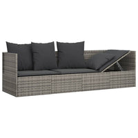 Lettino Prendisole da Esterno con Cuscini Grigio in Polyrattan cod mxl 65499