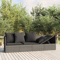 Lettino Prendisole da Esterno con Cuscini Grigio in Polyrattan cod mxl 65499