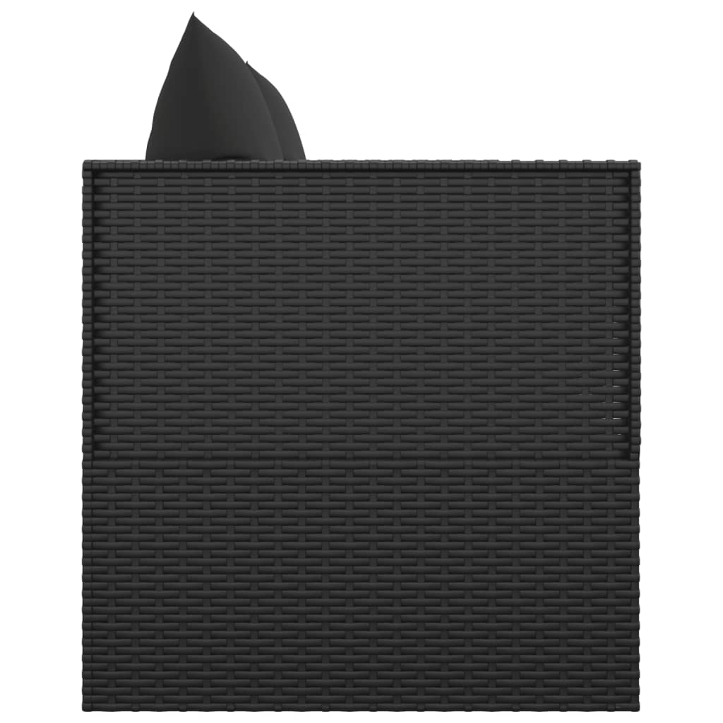 Lettino Prendisole da Esterno con Cuscini Nero in Polyrattan 319565