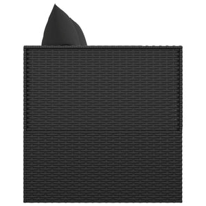 Lettino Prendisole da Esterno con Cuscini Nero in Polyrattan 319565