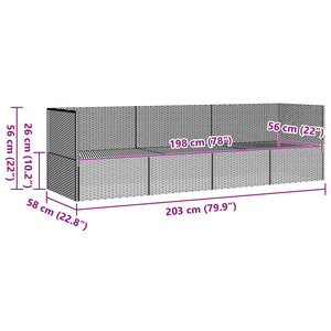 Lettino Prendisole da Esterno con Cuscini Nero in Polyrattan 319565