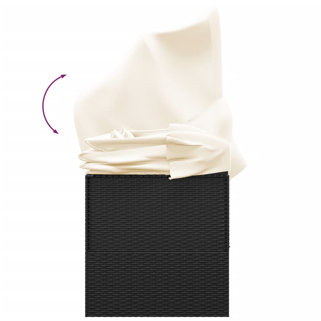 Lettino Prendisole Esterno con Tetto e Cuscini Nero Polyrattan cod mxl 65501