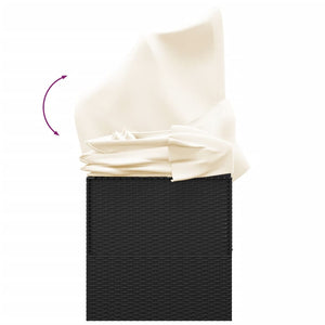 Lettino Prendisole Esterno con Tetto e Cuscini Nero Polyrattan cod mxl 65501