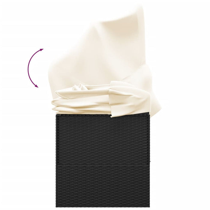 Lettino Prendisole Esterno con Tetto e Cuscini Nero Polyrattan cod mxl 65501