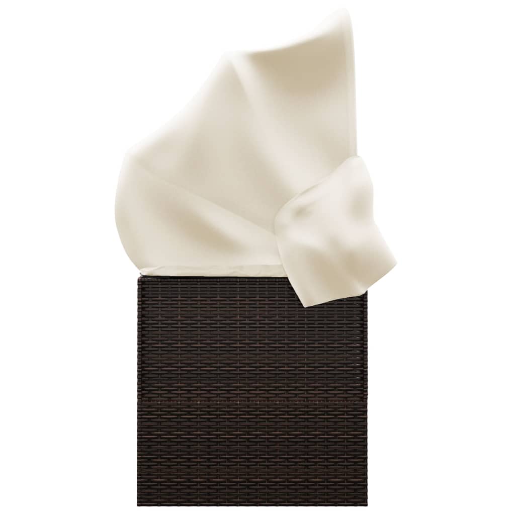 Lettino Prendisole Esterno Tetto e Cuscini Marrone Polyrattan cod mxl 65502