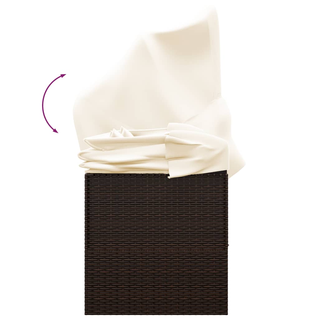 Lettino Prendisole Esterno Tetto e Cuscini Marrone Polyrattan cod mxl 65502