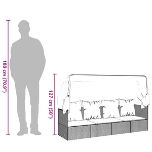 Lettino Prendisole Esterno Tetto e Cuscini Marrone Polyrattan cod mxl 65502