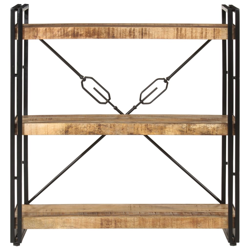 Libreria 3 Livelli-Scaffale per Libri-Mobile di Stoccaggio 77x30x80 cm Legno Massello di Mango e Ferro