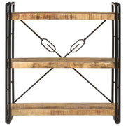 Libreria 3 Livelli-Scaffale per Libri-Mobile di Stoccaggio 77x30x80 cm Legno Massello di Mango e Ferro