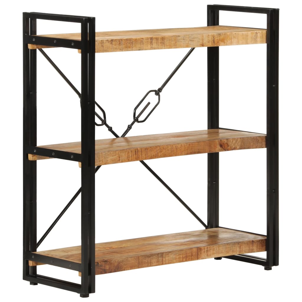 Libreria 3 Livelli-Scaffale per Libri-Mobile di Stoccaggio 77x30x80 cm Legno Massello di Mango e Ferro