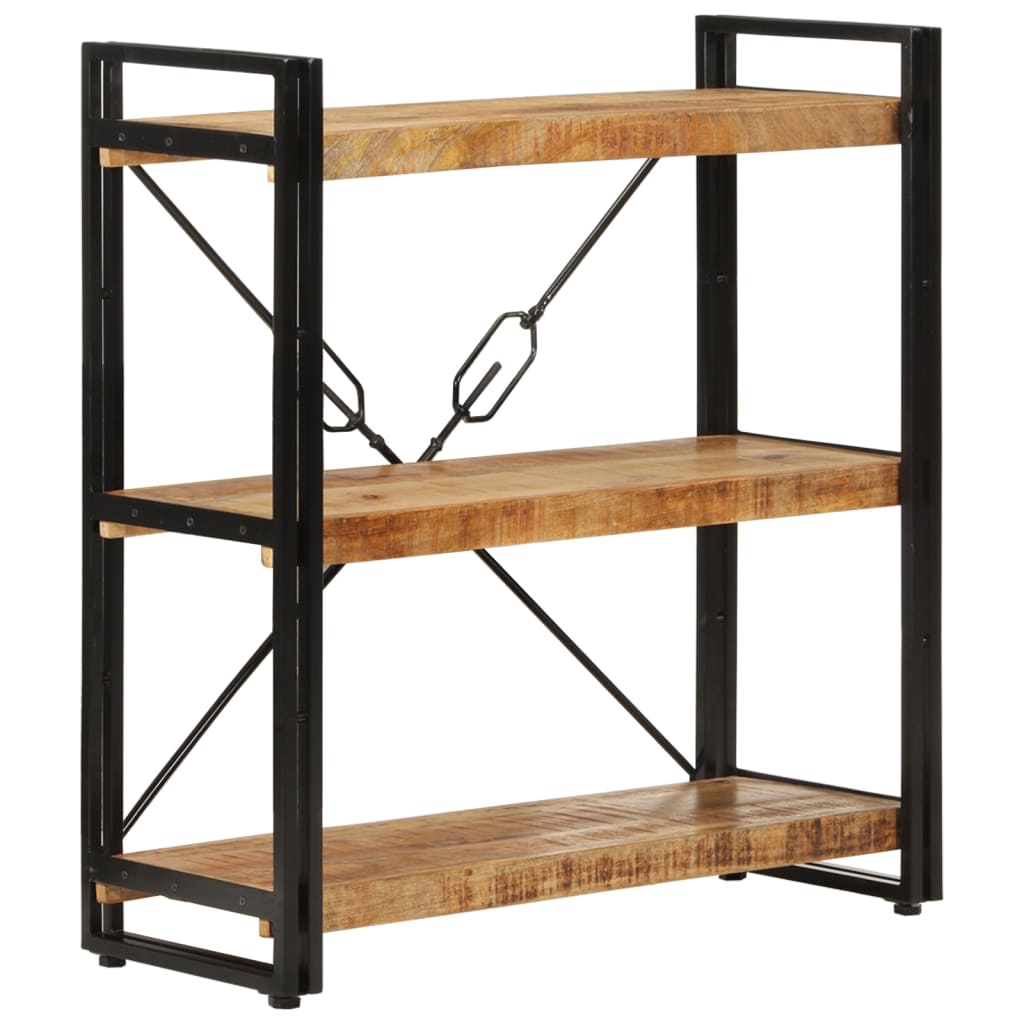 Libreria 3 Livelli-Scaffale per Libri-Mobile di Stoccaggio 77x30x80 cm Legno Massello di Mango e Ferro