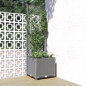 Fioriera da Giardino con Graticcio Grigio Chiaro 40x40x136cm PPcod mxl 88649
