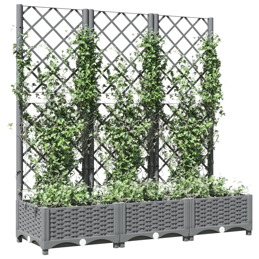 Fioriera Giardino e Graticcio-Vaso da Esterno con Griglia-Contenitore per Piante Grigio Chiaro 120x40x121,5cm PP