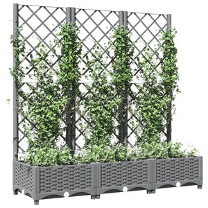 Fioriera Giardino e Graticcio-Vaso da Esterno con Griglia-Contenitore per Piante Grigio Chiaro 120x40x121,5cm PP