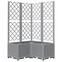 Vassoio per fioriera aiuola rialzata piante fiori terrazza giardino con traliccio leggero 80 x 80 x 136 cm PP grigio 02_0038364