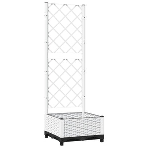Vassoio per fioriera aiuola rialzata piante fiori terrazza giardino con traliccio 40 x 40 x 121,5 cm PP bianco 02_0038282