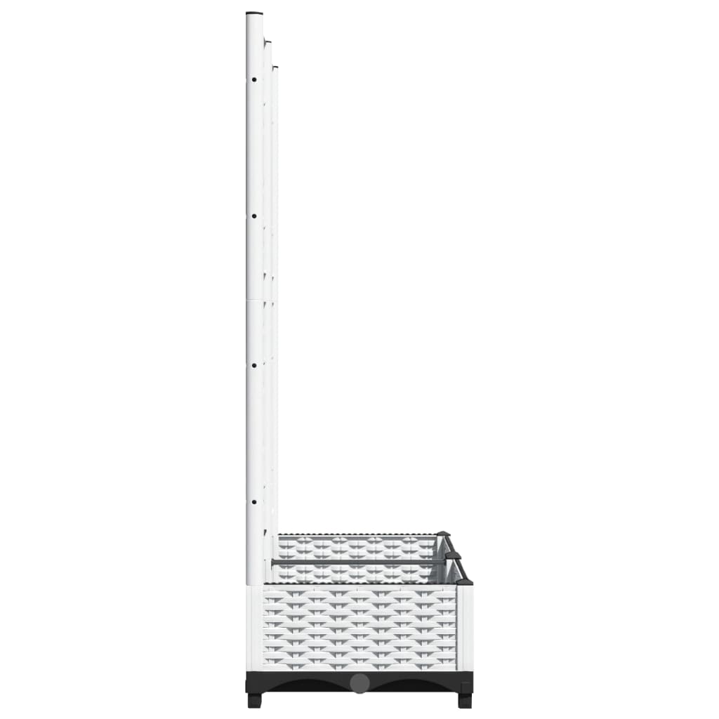 Fioriera da Giardino con Graticcio-Vaso da Esterno-Fioriera con Griglia Bianco 80x40x121,5 cm PP