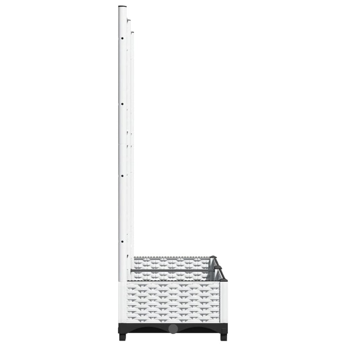 Fioriera da Giardino con Graticcio-Vaso da Esterno-Fioriera con Griglia Bianco 80x40x121,5 cm PP