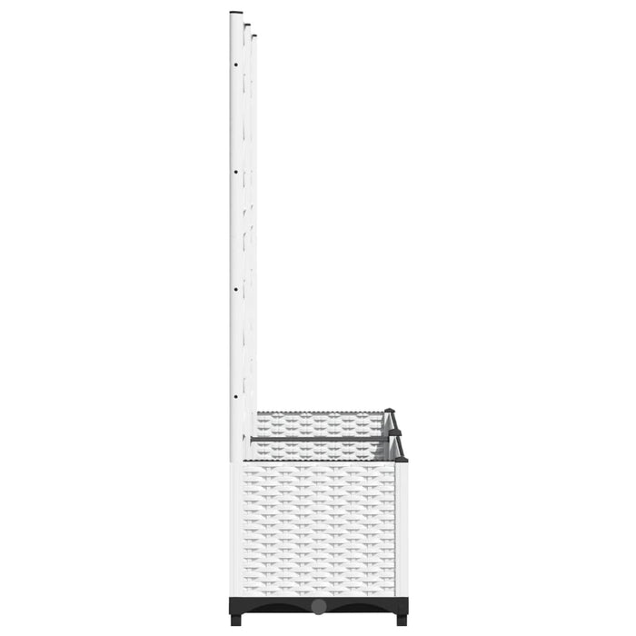 Vaso per fioriera aiuola rialzata piante fiori terrazza giardino con traliccio 80 x 40 x 136 cm PP bianco 02_0038305