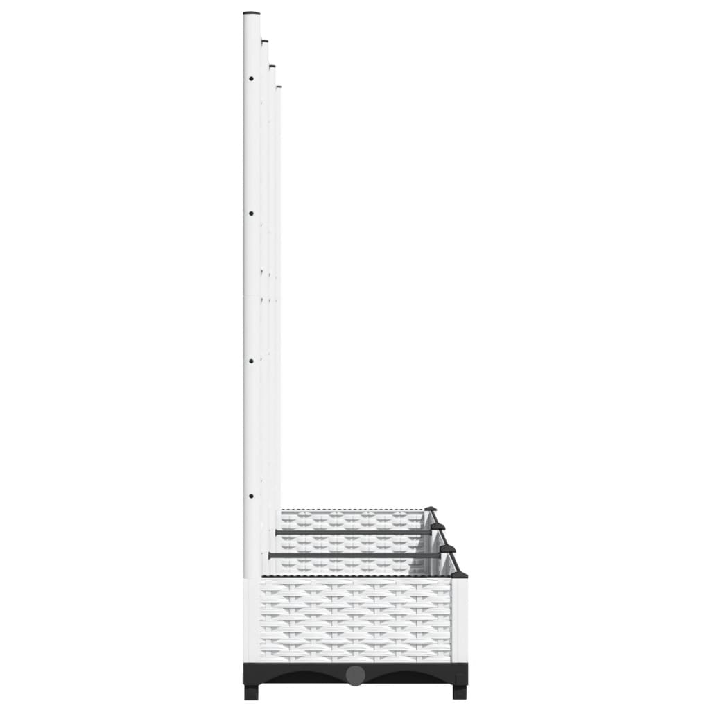 Fioriera da giardino con traliccio-Vaso da Esterno-Vaso con Griglia bianca 120x40x121,5 cm PP