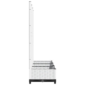 Fioriera da giardino con traliccio-Vaso da Esterno-Vaso con Griglia bianca 120x40x121,5 cm PP