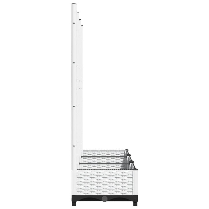 Fioriera da giardino con traliccio bianca 120x40x121,5 cm PP 153283