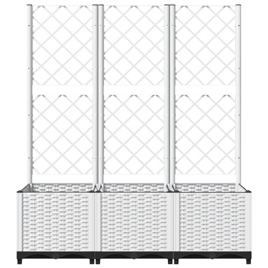 Fioriera aiuola rialzata vassoio piante fiori terrazza giardino con traliccio 120 x 40 x 136 cm PP bianco 02_0038234