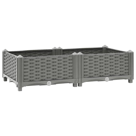Fioriera aiuola rialzata vassoio piante fiori terrazza giardino 80 x 40 x 23 cm polipropilene grigio 02_0039235