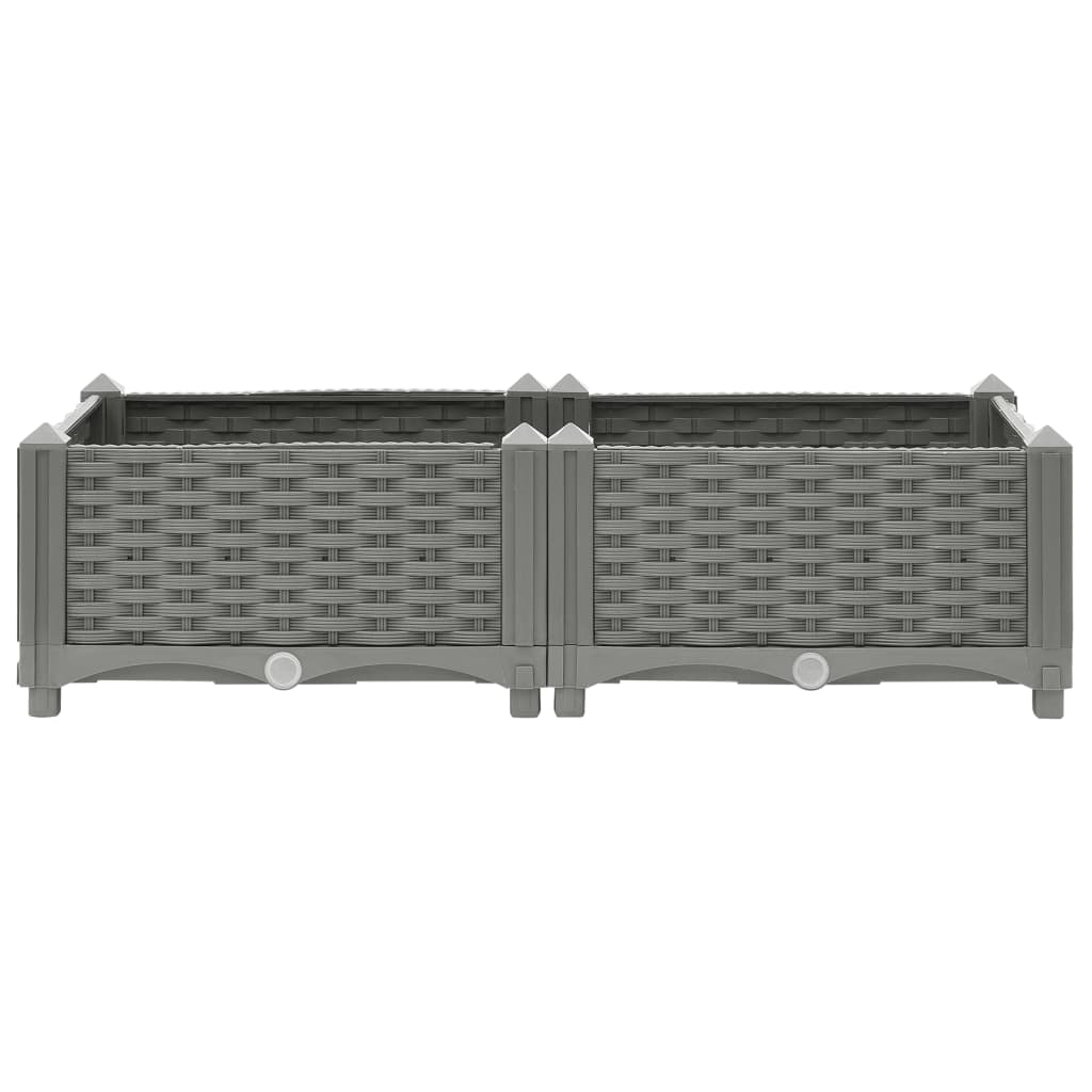 Fioriera aiuola rialzata vassoio piante fiori terrazza giardino 80 x 40 x 23 cm polipropilene grigio 02_0039235