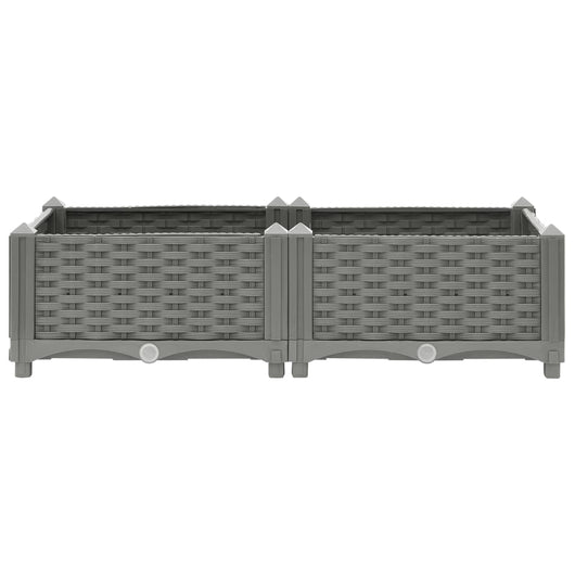 Fioriera aiuola rialzata vassoio piante fiori terrazza giardino 80 x 40 x 23 cm polipropilene grigio 02_0039235