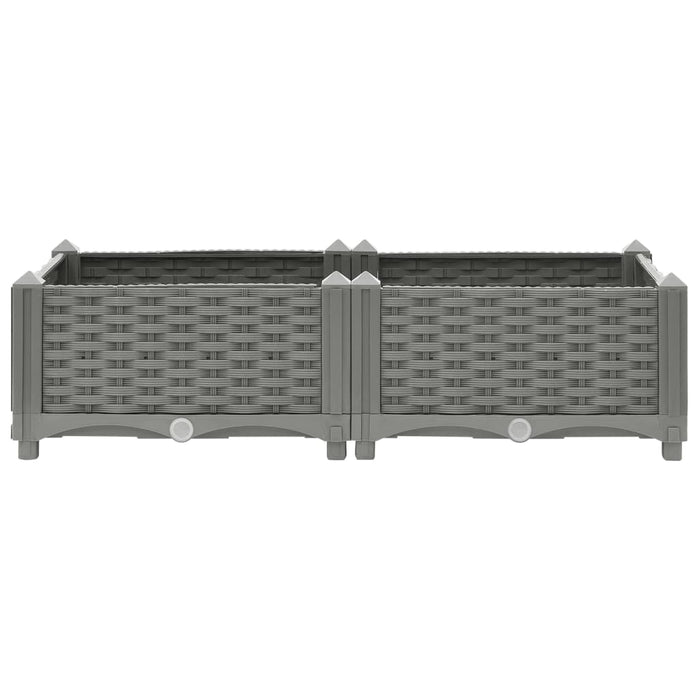 Fioriera aiuola rialzata vassoio piante fiori terrazza giardino 80 x 40 x 23 cm polipropilene grigio 02_0039235