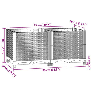 Fioriera Rialzata 80x40x38 cm in Polipropilene 153294