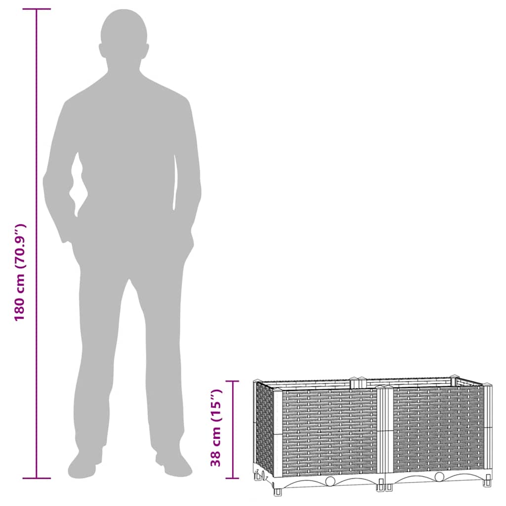 Fioriera Rialzata-Vaso da Esterno-Fioriera Elevata 80x40x38 cm in Polipropilene 328044