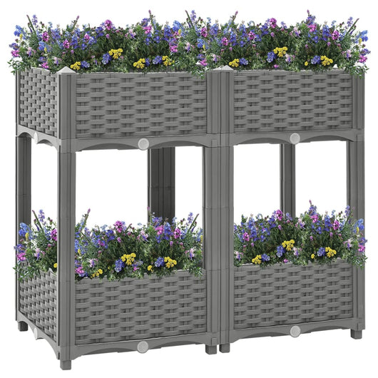 Vassoio per fioriera aiuola rialzata piante fiori terrazza giardino 80 x 40 x 71 cm polipropilene grigio 02_0039243
