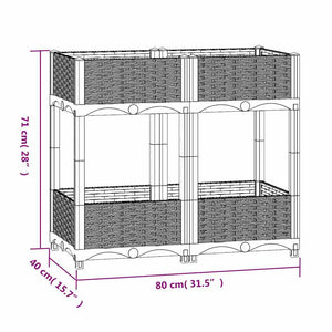 Fioriera Rialzata-Vaso da Esterno-Fioriera Elevata 80x40x71 cm in Polipropilene 863762