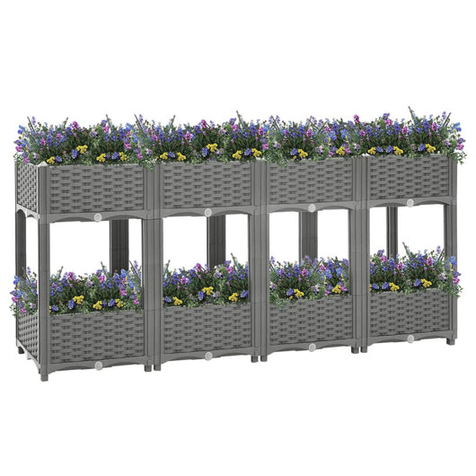 Vassoio per fioriera aiuola rialzata piante fiori terrazza giardino 160 x 40 x 71 cm polipropilene grigio 02_0039218