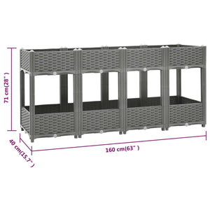 Vassoio per fioriera aiuola rialzata piante fiori terrazza giardino 160 x 40 x 71 cm polipropilene grigio 02_0039218