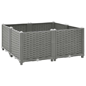 Fioriera aiuola rialzata vassoio piante fiori terrazza giardino 80 x 80 x 38 cm polipropilene grigio 02_0039249