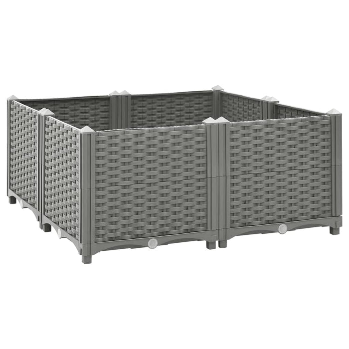 Fioriera aiuola rialzata vassoio piante fiori terrazza giardino 80 x 80 x 38 cm polipropilene grigio 02_0039249