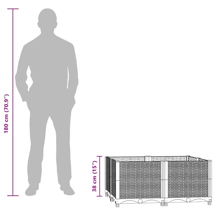 Fioriera Rialzata-Vaso da Esterno-Fioriera Elevata 80x80x38 cm in Polipropilene 559638