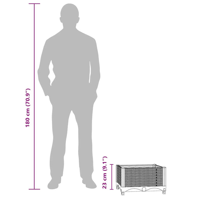 Fioriera Rialzata-Vaso da Esterno-Fioriera Elevata 40x40x23 cm in Polipropilene 237674
