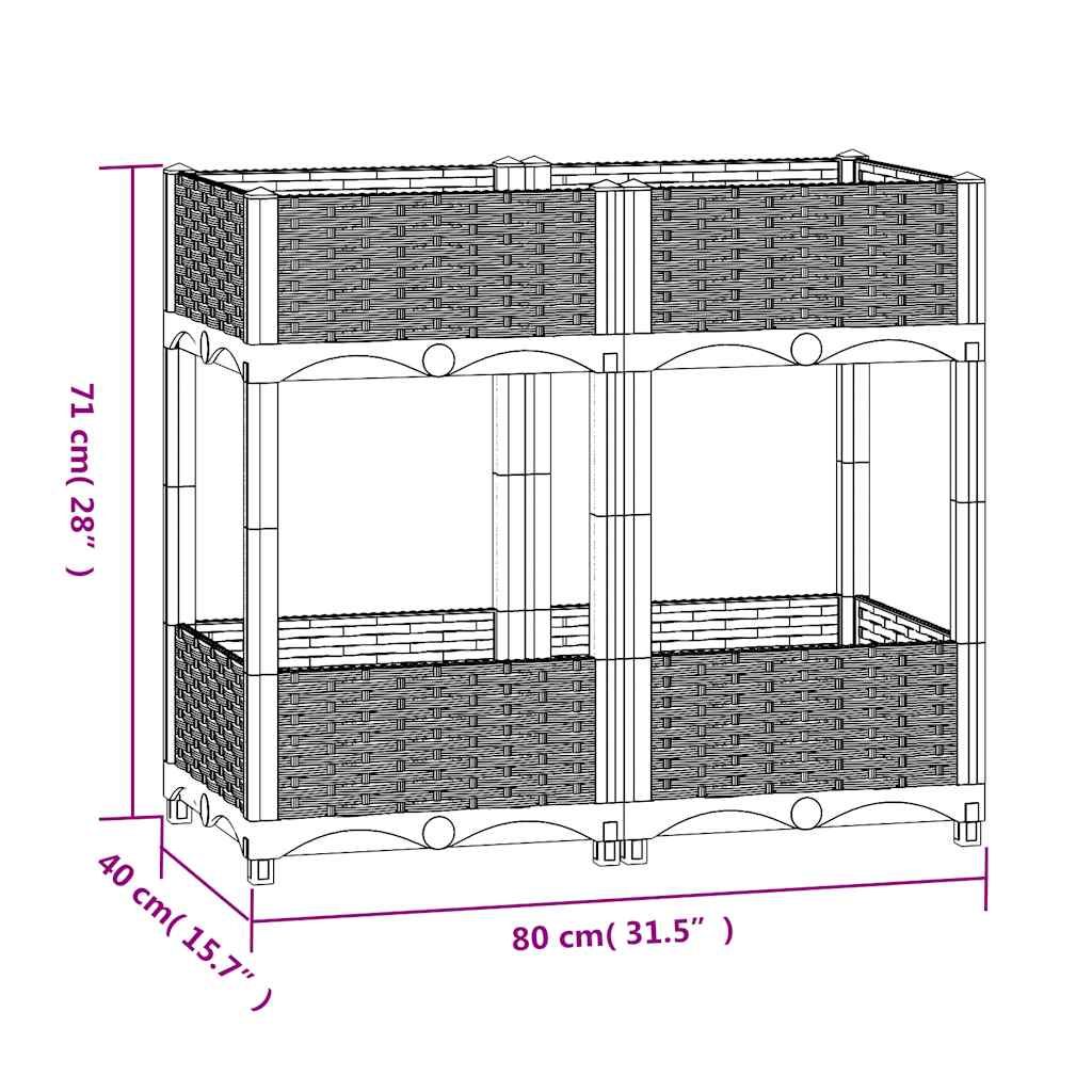 Fioriera Rialzata-Vaso da Esterno-Fioriera Elevata 80x40x71 cm in Polipropilene 707798