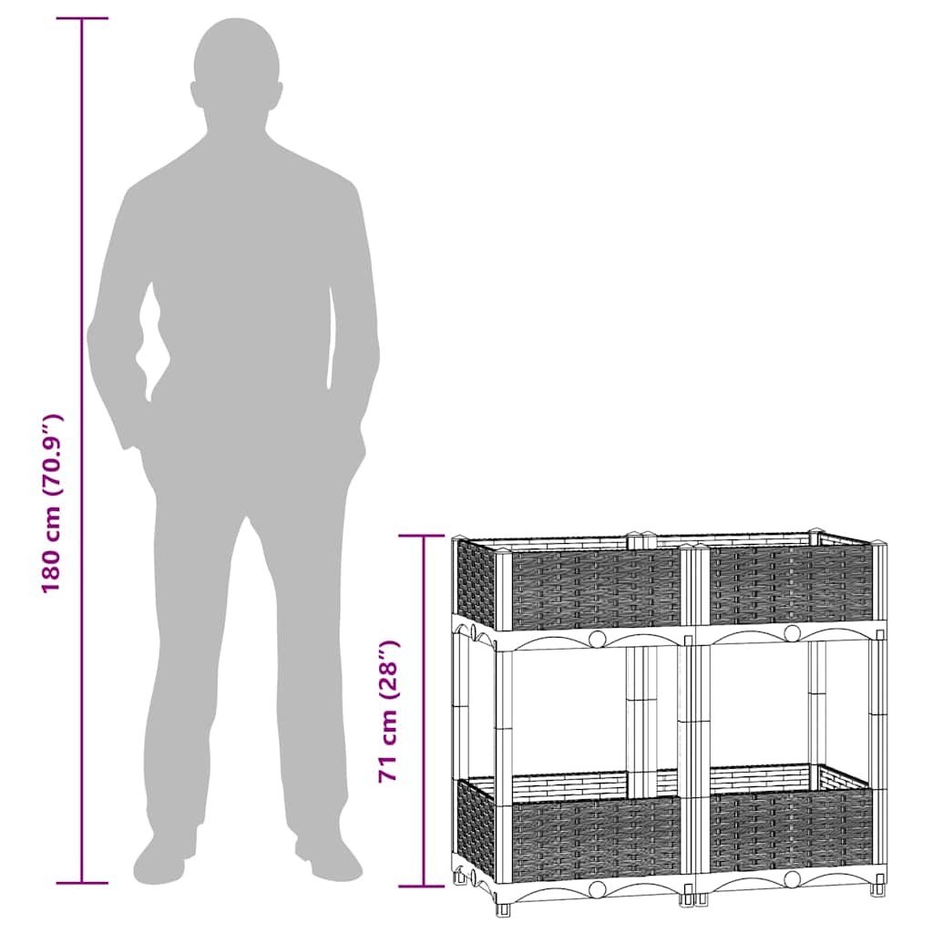Fioriera Rialzata-Vaso da Esterno-Fioriera Elevata 80x40x71 cm in Polipropilene 707798