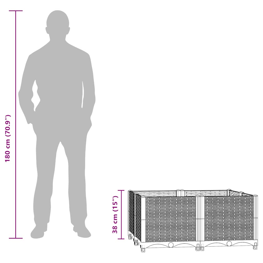 Fioriera Rialzata 80x80x38 cm in Polipropilene 153318