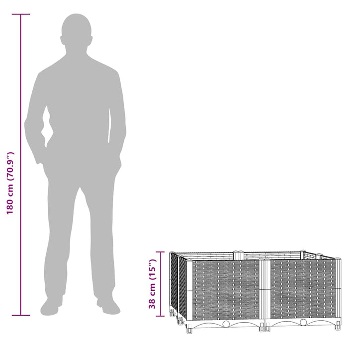 Fioriera Rialzata 80x80x38 cm in Polipropilene 153318