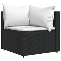 Divano Angolare da Giardino con Cuscini in Polyrattan Nero 319729