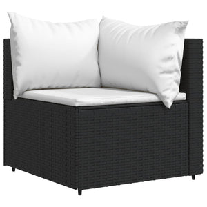 Divano Angolare da Giardino con Cuscini in Polyrattan Nero 319729